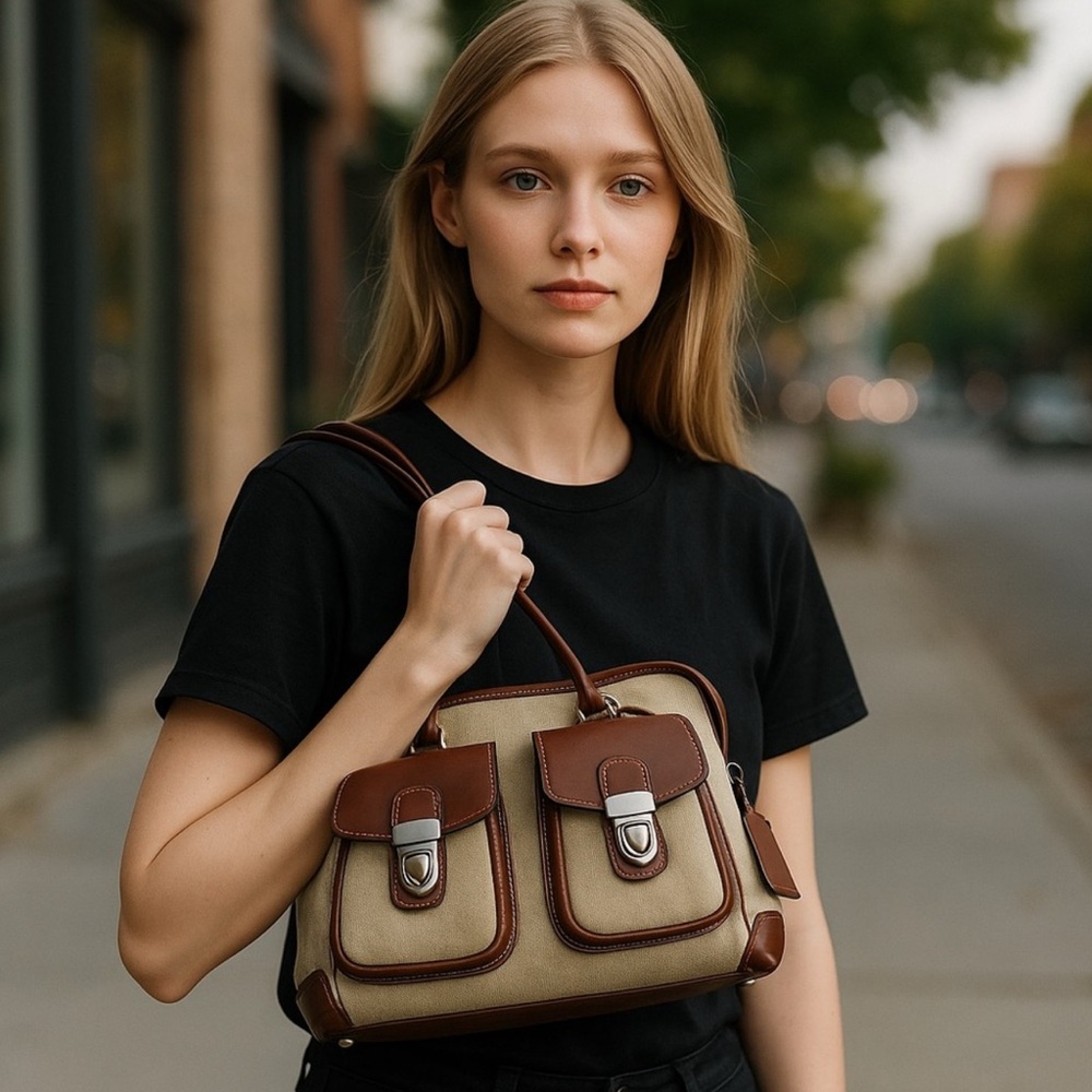 Dooney & Bourke Tan and Brown Satchel NEW